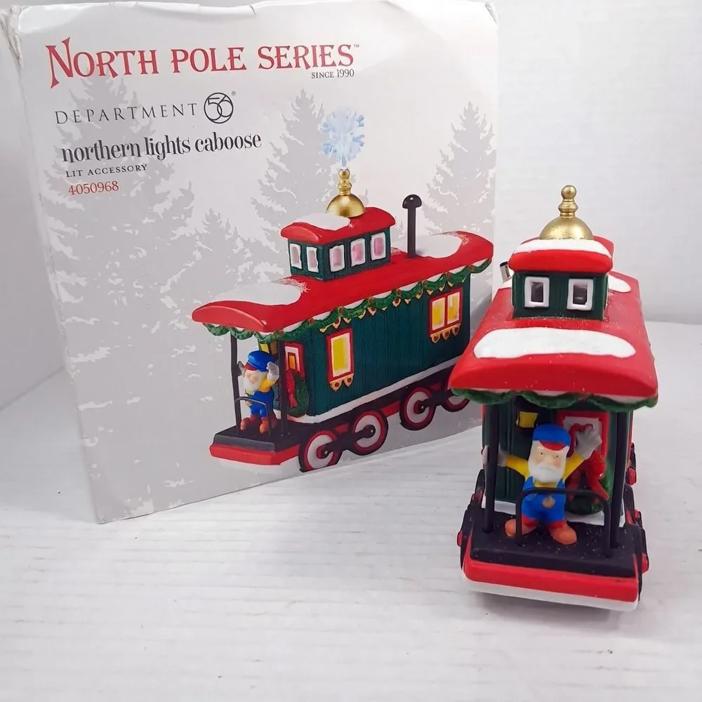Dept 56 North Pole‎ Christmas Village NORTHERN LIGHTS CABOOSE 4050968 READ